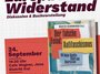 Im Vordergrund steht ein Buch mit dem Titel 'Der falsche Feind: Antifaschismus – Die neue Rechte, Staat und Repression'. Das Buch liegt auf mehreren anderen Büchern, deren Titel teilweise sichtbar sind. Im oberen Bereich befindet sich eine große Überschrift in dunklem Rot: 'Europa im Widerstand'. Darunter steht in kleinerer Schrift: 'Diskussion & Buchvorstellung'. Links unten sind Veranstaltungsdetails in roter und schwarzer Schrift angegeben: '24. September, 19:30 Uhr, Café Wagner, Jena, Eintritt frei'. Es folgen die Namen der Teilnehmenden: Martin Schirdewan, Katharina König-Preuss und dem Vater von Maja T. Oben links ist ein Logo mit dem Schriftzug 'THE LEFT' und 'IN THE PARLIAMENT'. Der Hintergrund ist hell und mit geometrischen Formen gestaltet.
