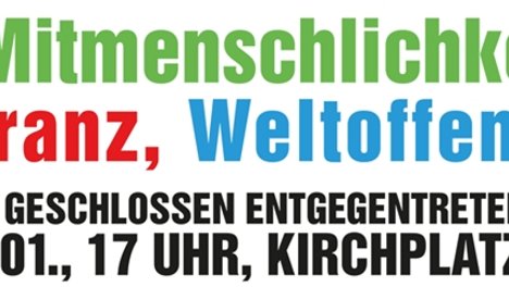 Plakat: Für Mitmenschlichkeit Toleranz und Weltoffenheit
